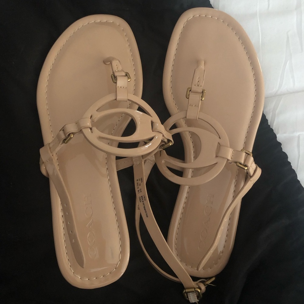 Nude coach sandals